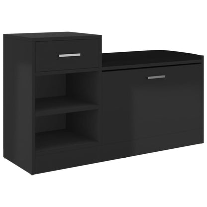 vidaXL Banc à chaussures Noir brillant 94,5x31x57 cm Aggloméré