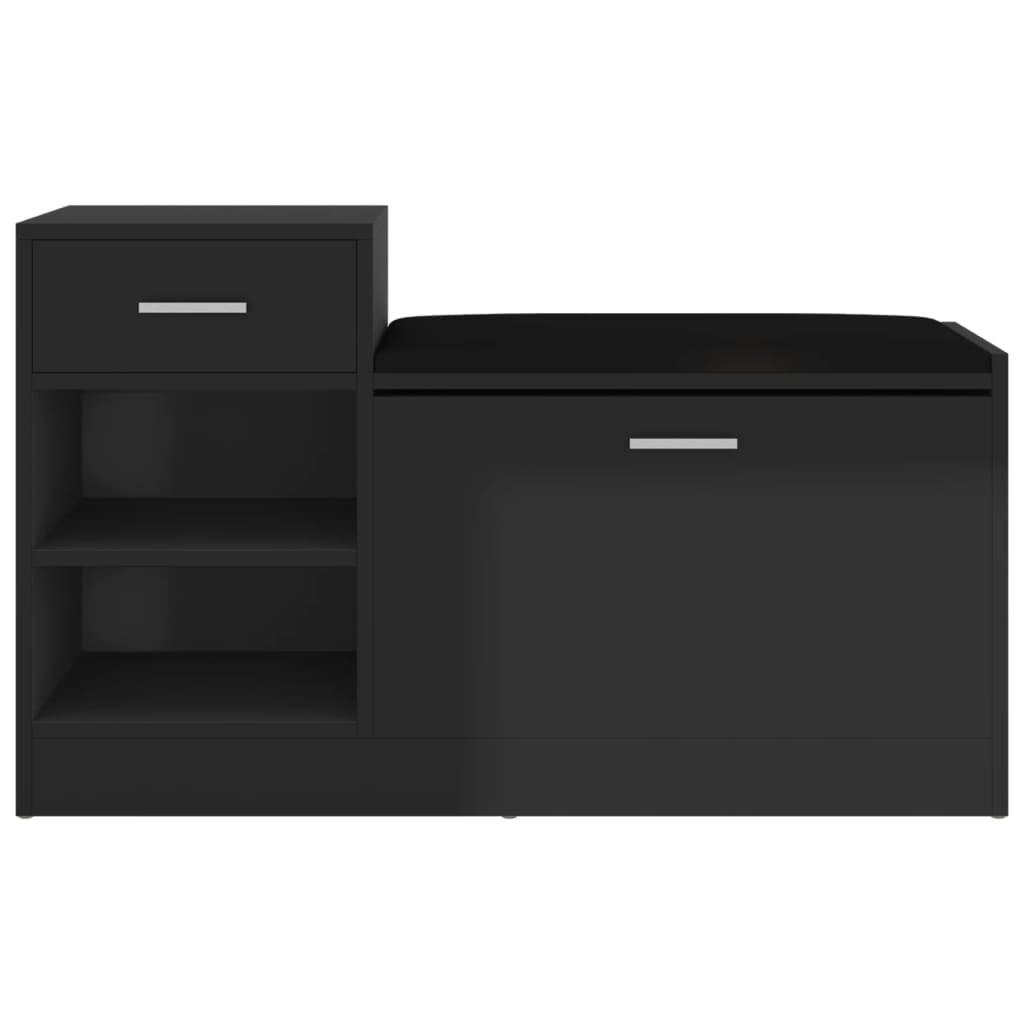 vidaXL Banc à chaussures Noir brillant 94,5x31x57 cm Aggloméré