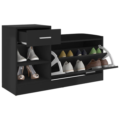 vidaXL Banc à chaussures Noir brillant 94,5x31x57 cm Aggloméré