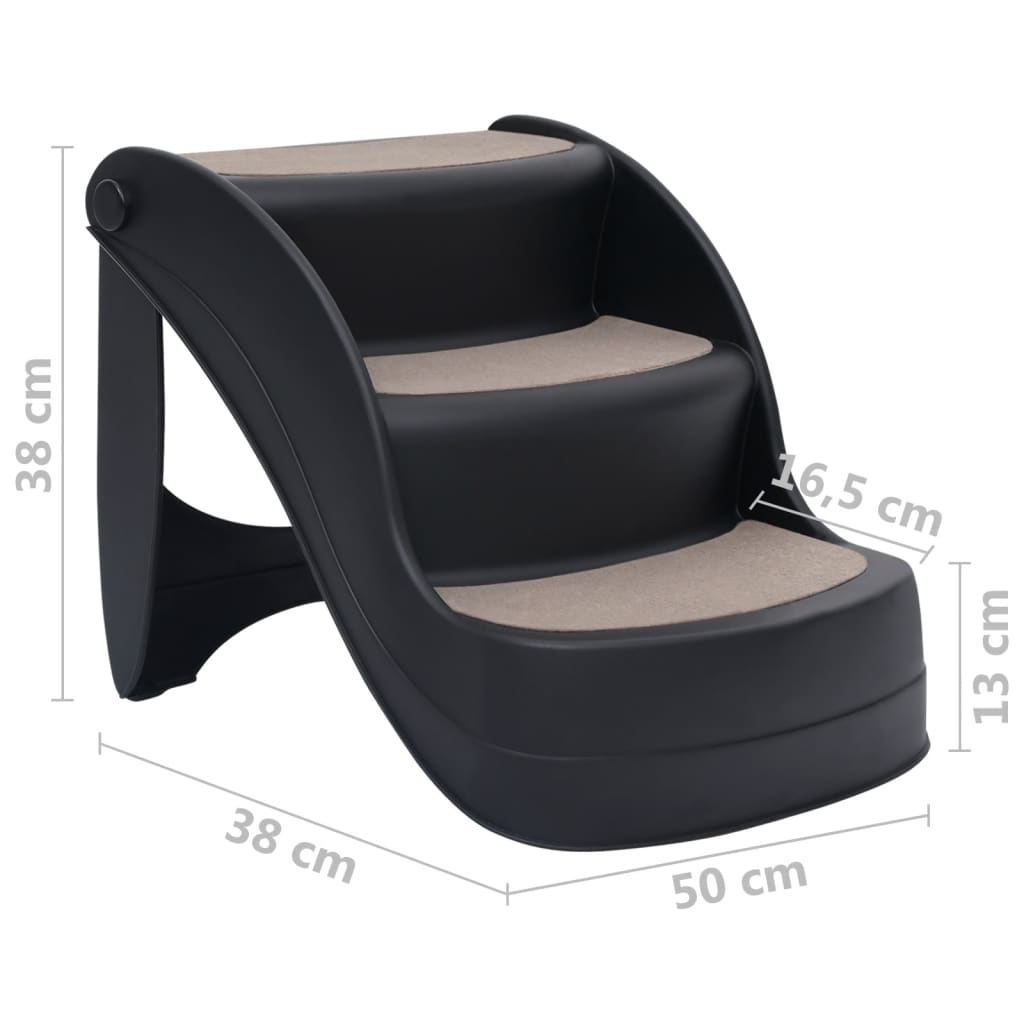vidaXL Escalier pliable à 3 marches pour chiens Noir