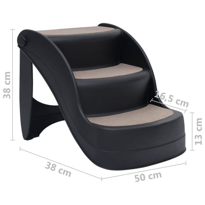 vidaXL Escalier pliable à 3 marches pour chiens Noir