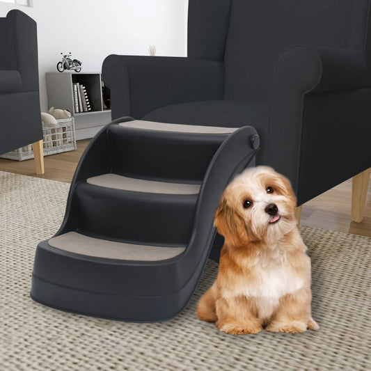 vidaXL Escalier pliable à 3 marches pour chiens Noir
