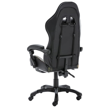vidaXL Fauteuil de jeux vidéo repose-pied Noir/camouflage Similicuir