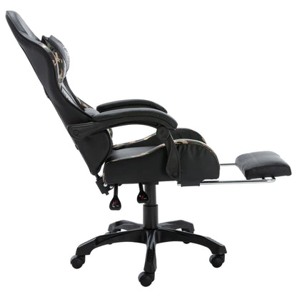 vidaXL Fauteuil de jeux vidéo repose-pied Noir/camouflage Similicuir