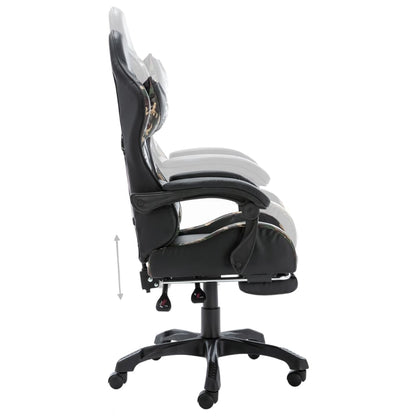 vidaXL Fauteuil de jeux vidéo repose-pied Noir/camouflage Similicuir