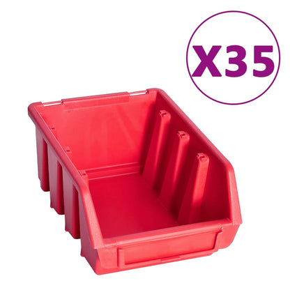 vidaXL Kit de bacs de stockage et panneaux muraux 141pcs rouge et noir