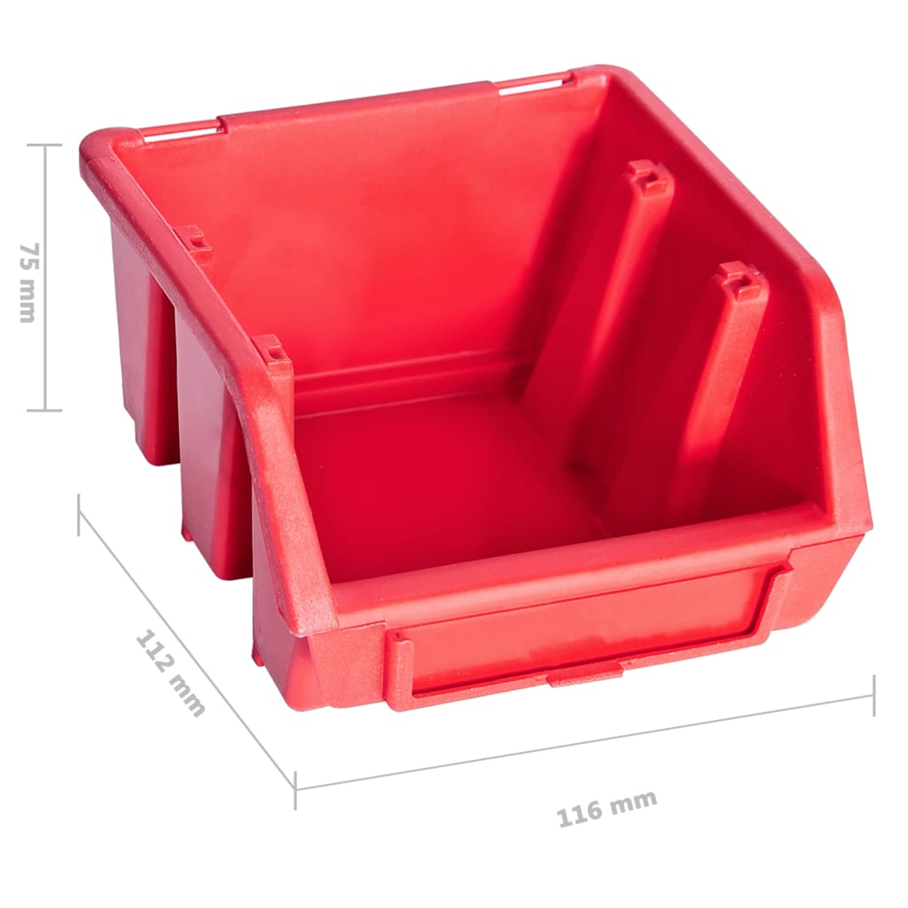 vidaXL Kit de bacs de stockage et panneaux muraux 141pcs rouge et noir