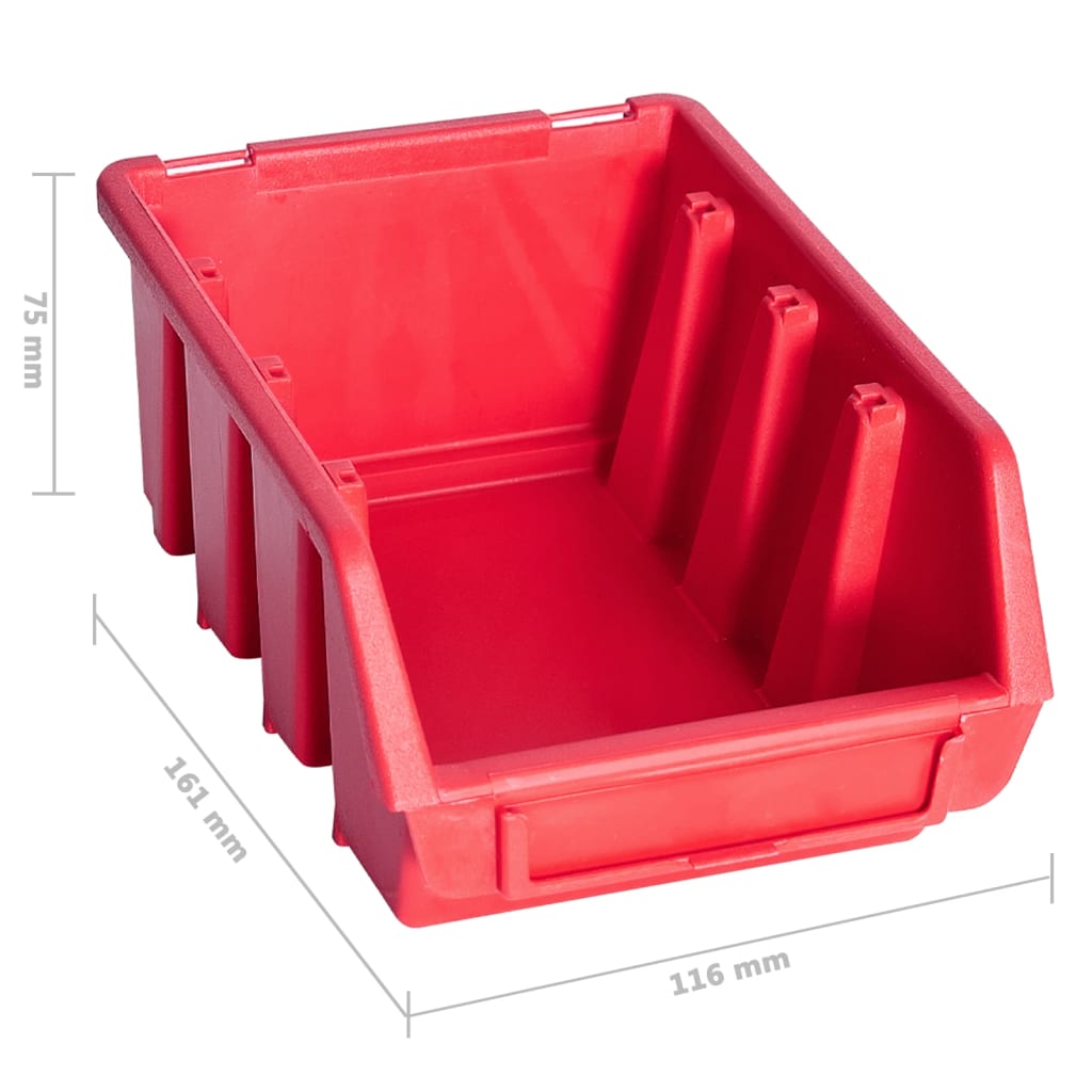 vidaXL Kit de bacs de stockage et panneaux muraux 141pcs rouge et noir