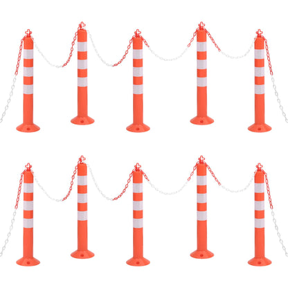 vidaXL Bornes de contrôle du trafic 10 pcs avec chaîne 75 cm PE