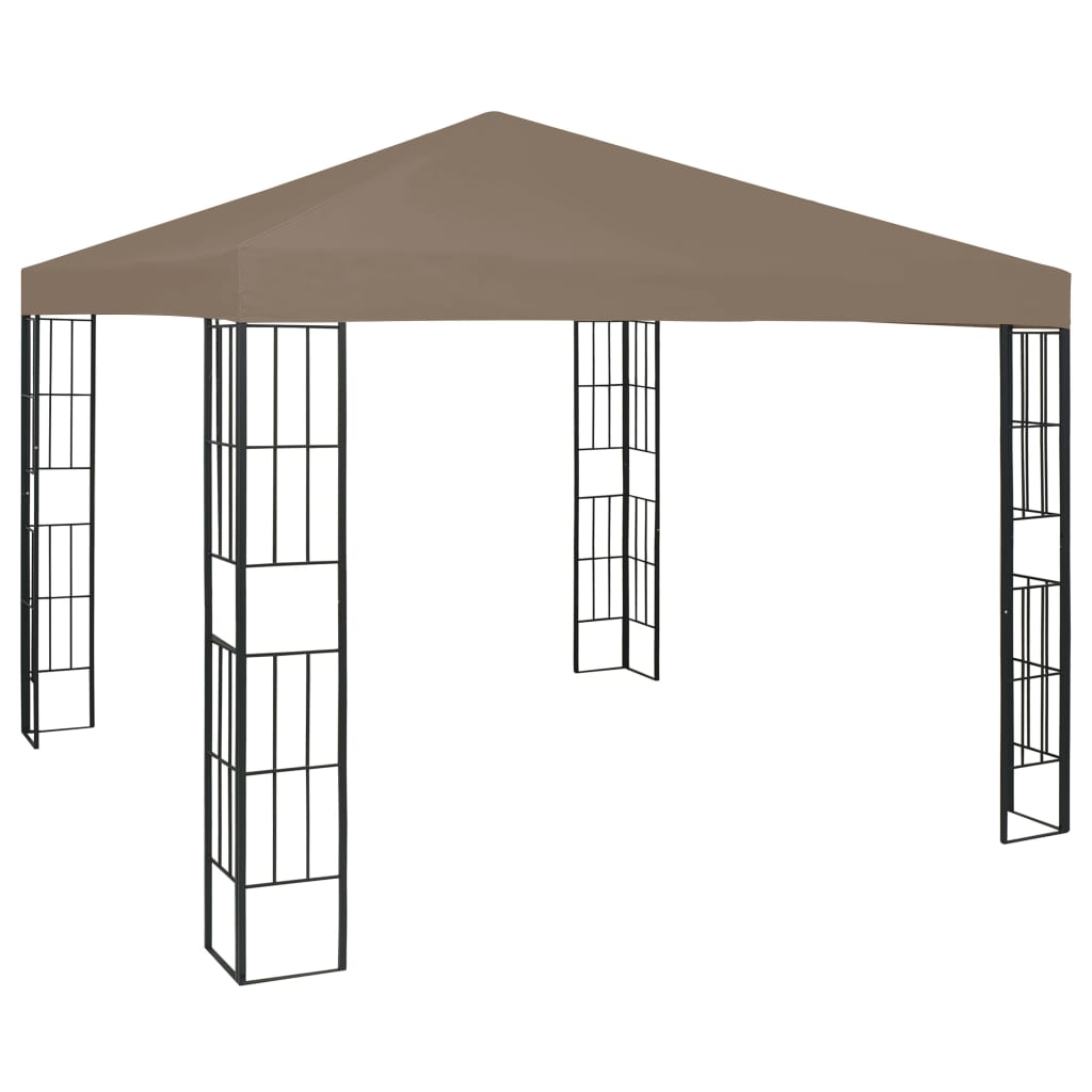 vidaXL Tonnelle avec guirlande lumineuse à LED 3x3 m Taupe