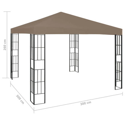 vidaXL Tonnelle avec guirlande lumineuse à LED 3x3 m Taupe