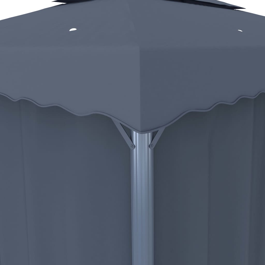 vidaXL Tonnelle avec rideau et guirlande lumineuse LED 3x3m Anthracite