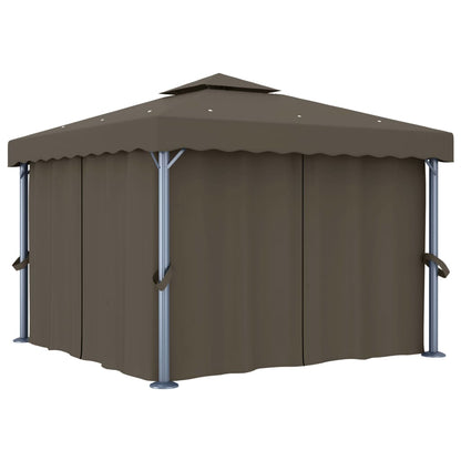 vidaXL Tonnelle avec rideau et guirlande lumineuse à LED 3x3 m Taupe