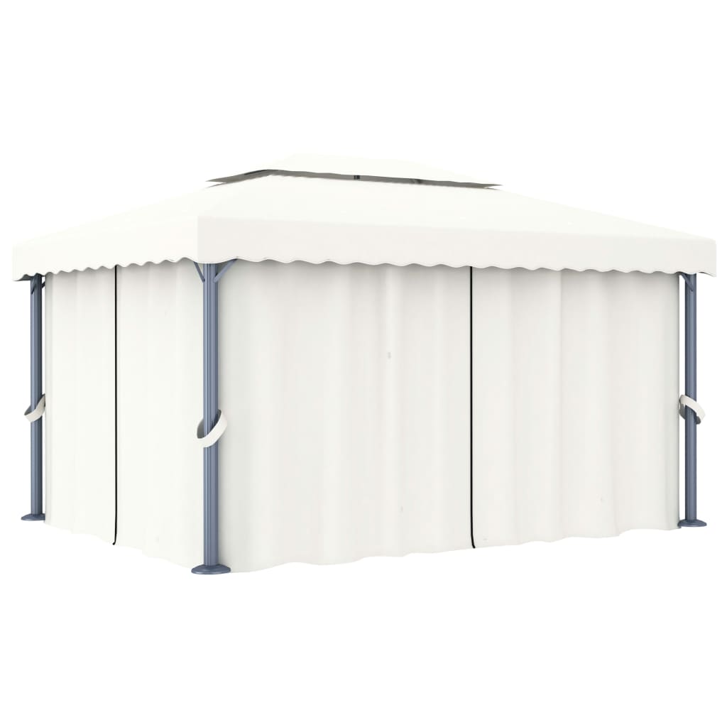 vidaXL Tonnelle et rideau et guirlande lumineuse LED 4x3 m Blanc crème