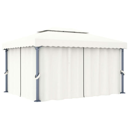 vidaXL Tonnelle et rideau et guirlande lumineuse LED 4x3 m Blanc crème