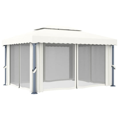 vidaXL Tonnelle et rideau et guirlande lumineuse LED 4x3 m Blanc crème