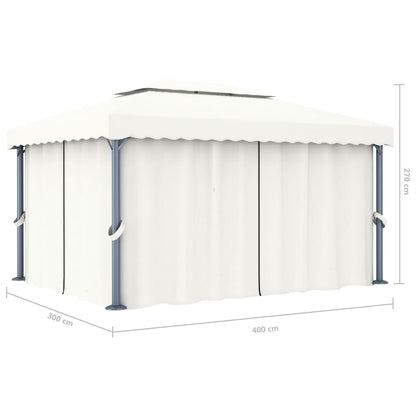 vidaXL Tonnelle et rideau et guirlande lumineuse LED 4x3 m Blanc crème