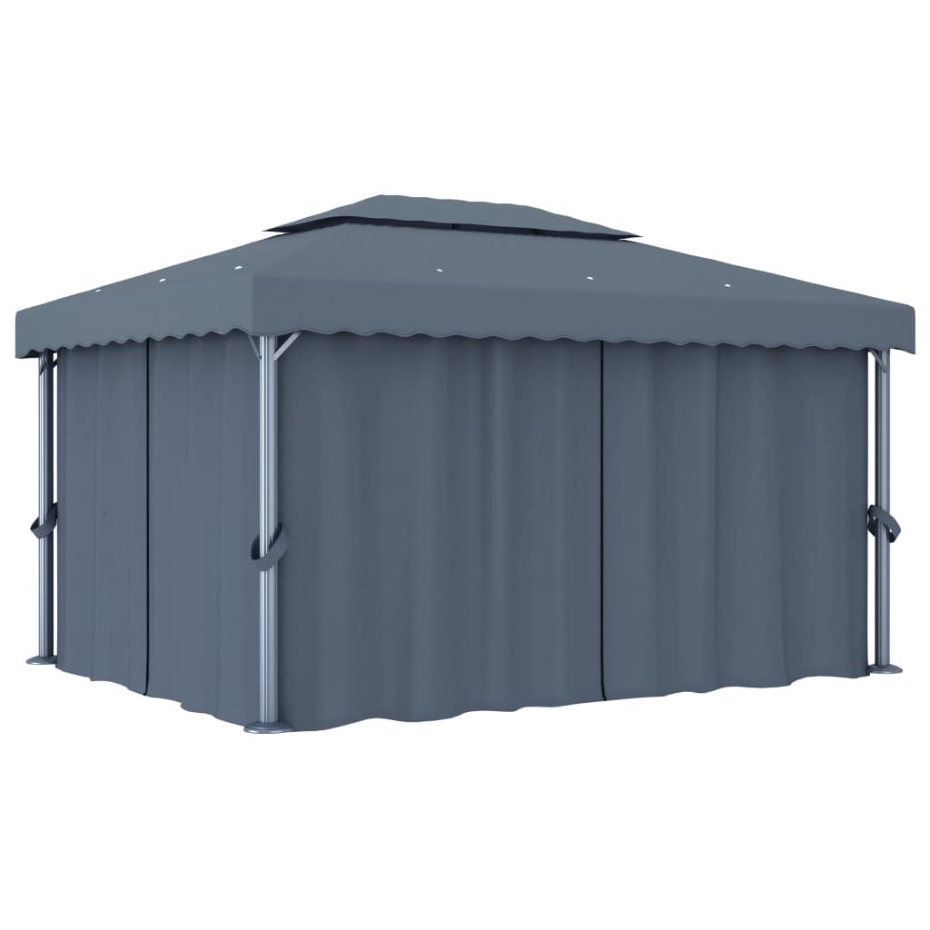 vidaXL Tonnelle avec rideau et guirlande lumineuse LED 4x3m Anthracite