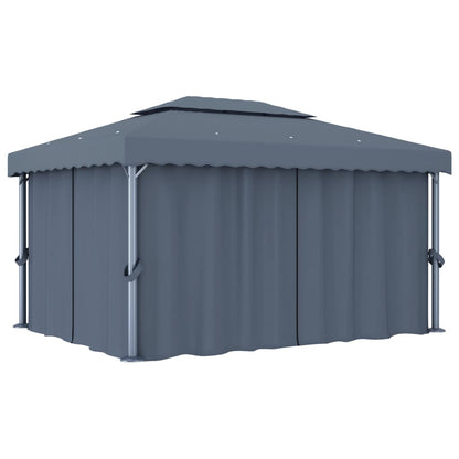 vidaXL Tonnelle avec rideau et guirlande lumineuse LED 4x3m Anthracite