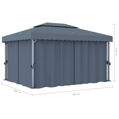 vidaXL Tonnelle avec rideau et guirlande lumineuse LED 4x3m Anthracite