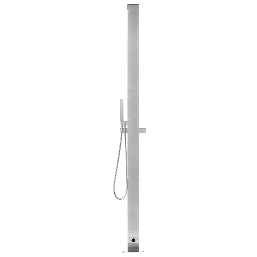 vidaXL Douche de jardin avec base gris 225 cm Acier inoxydable
