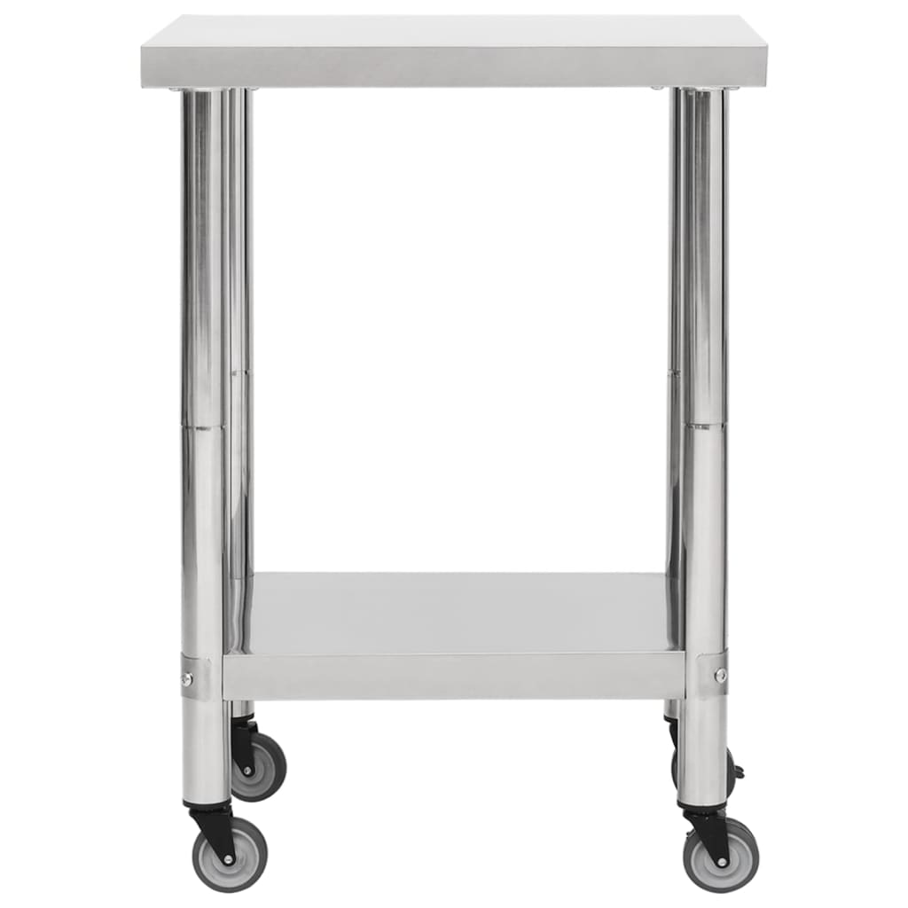 vidaXL Table de travail de cuisine avec roues 60x45x85 cm Inox