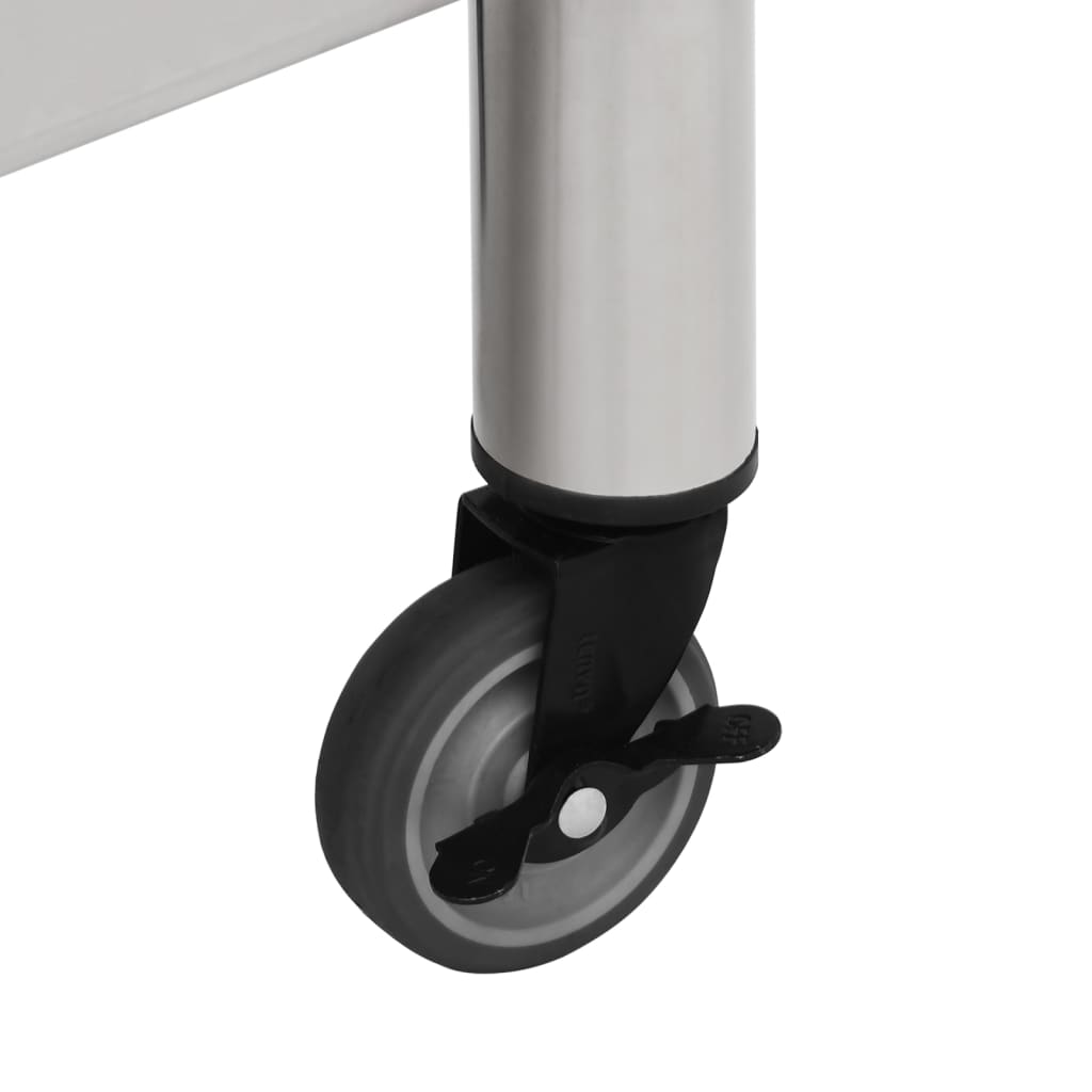 vidaXL Table de travail de cuisine avec roues 60x45x85 cm Inox