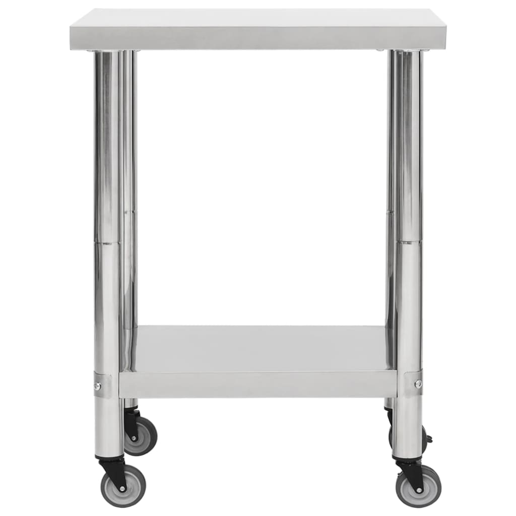 vidaXL Table de travail de cuisine avec roues 80x45x85 cm Inox