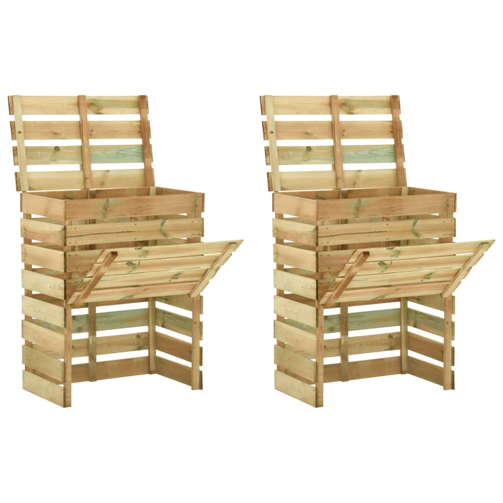 vidaXL Composteur de jardin à lattes 2 pcs 80x50x100 cm Pin imprégné