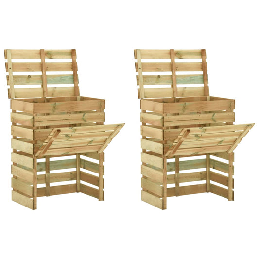 vidaXL Composteur de jardin à lattes 2 pcs 80x50x100 cm Pin imprégné