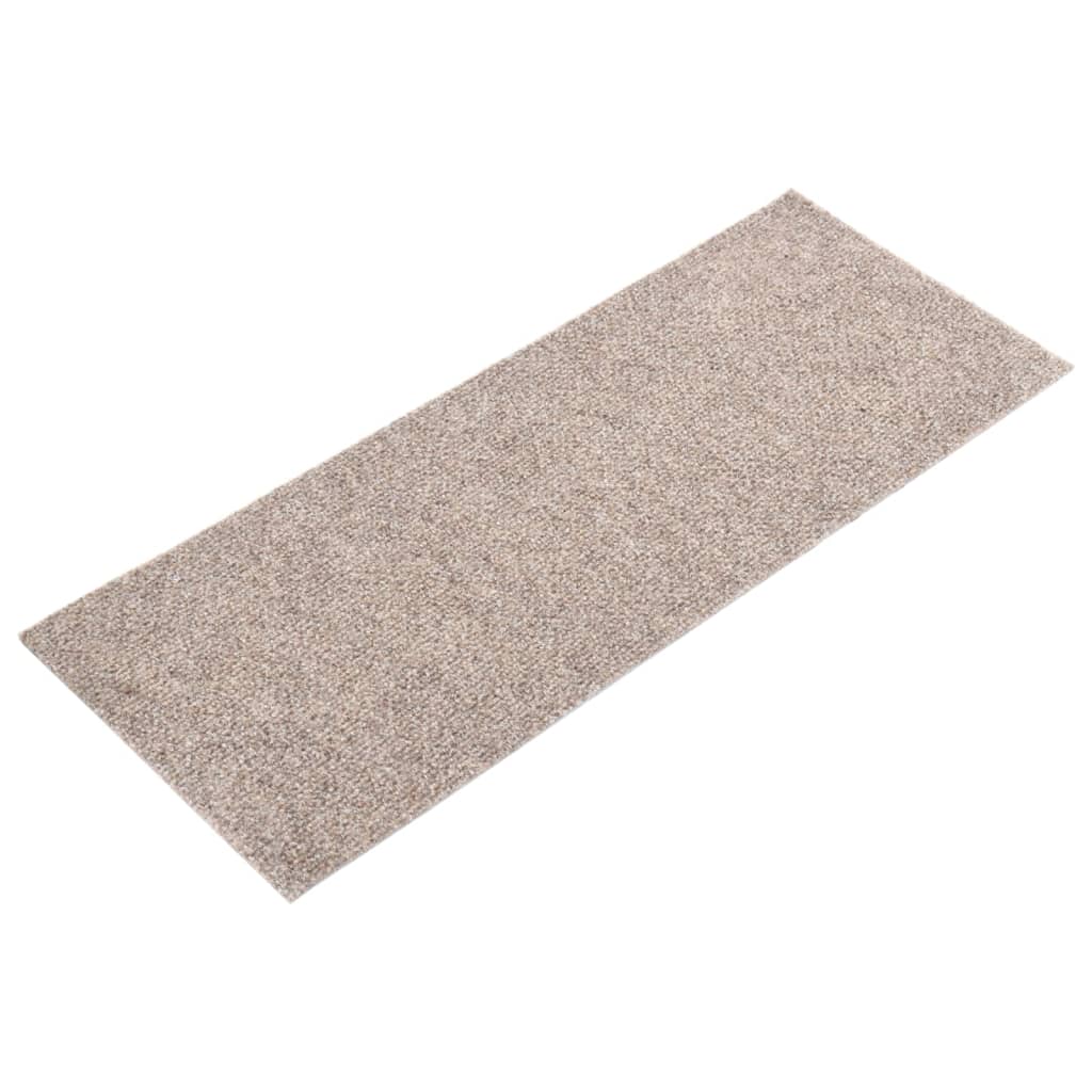 vidaXL Tapis d'escalier autocollants Rectangulaire 15 pcs 60x25cm Crème