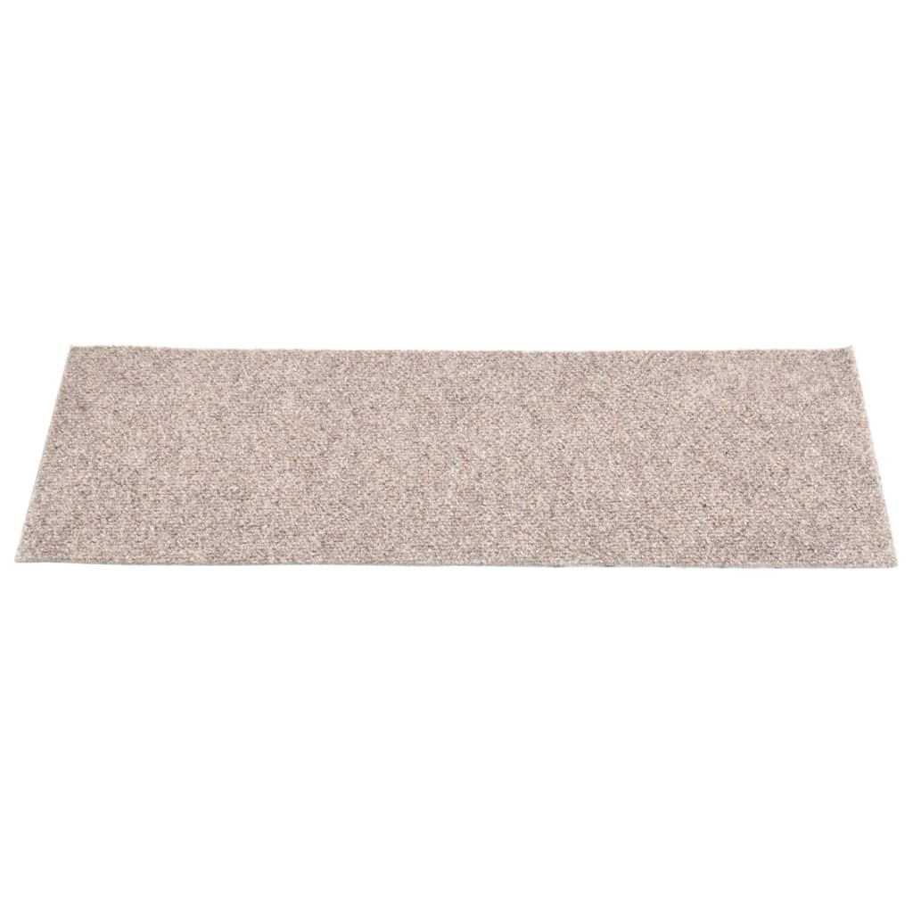 vidaXL Tapis d'escalier autocollants Rectangulaire 15 pcs 60x25cm Crème