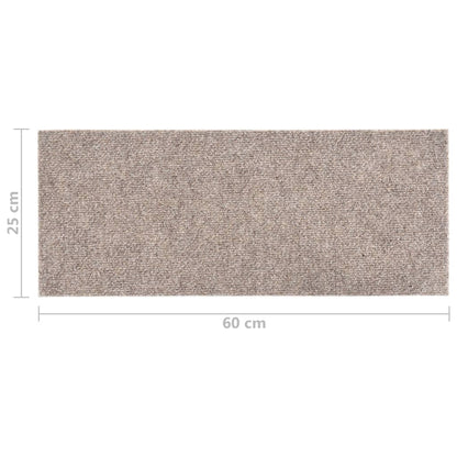 vidaXL Tapis d'escalier autocollants Rectangulaire 15 pcs 60x25cm Crème