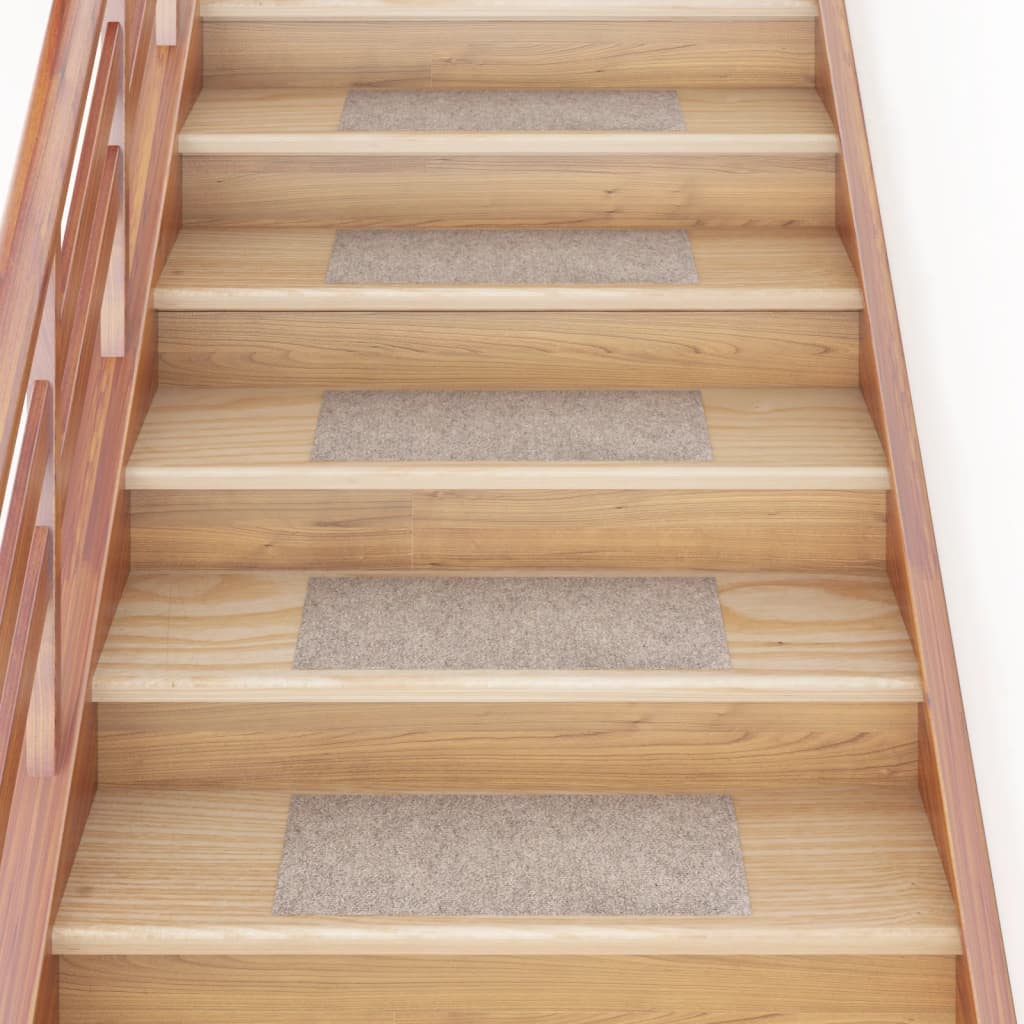 vidaXL Tapis d'escalier autocollants Rectangulaire 15 pcs 60x25cm Crème