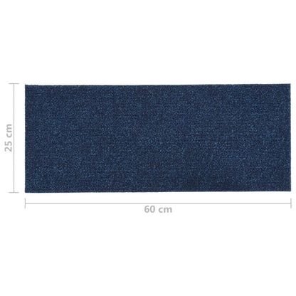 vidaXL Tapis d'escalier autocollants Rectangulaire 15 pcs 60x25cm Bleu