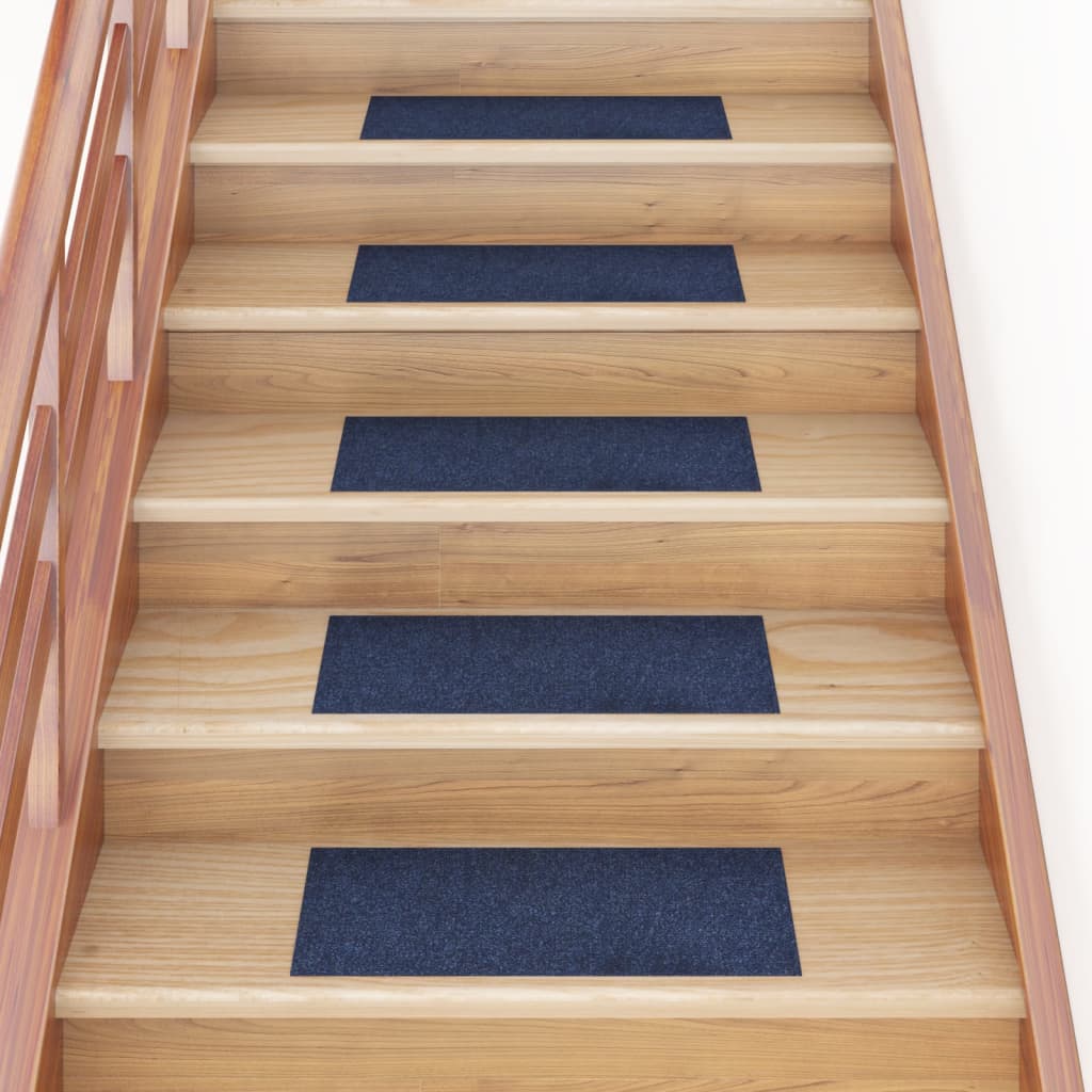 vidaXL Tapis d'escalier autocollants Rectangulaire 15 pcs 60x25cm Bleu