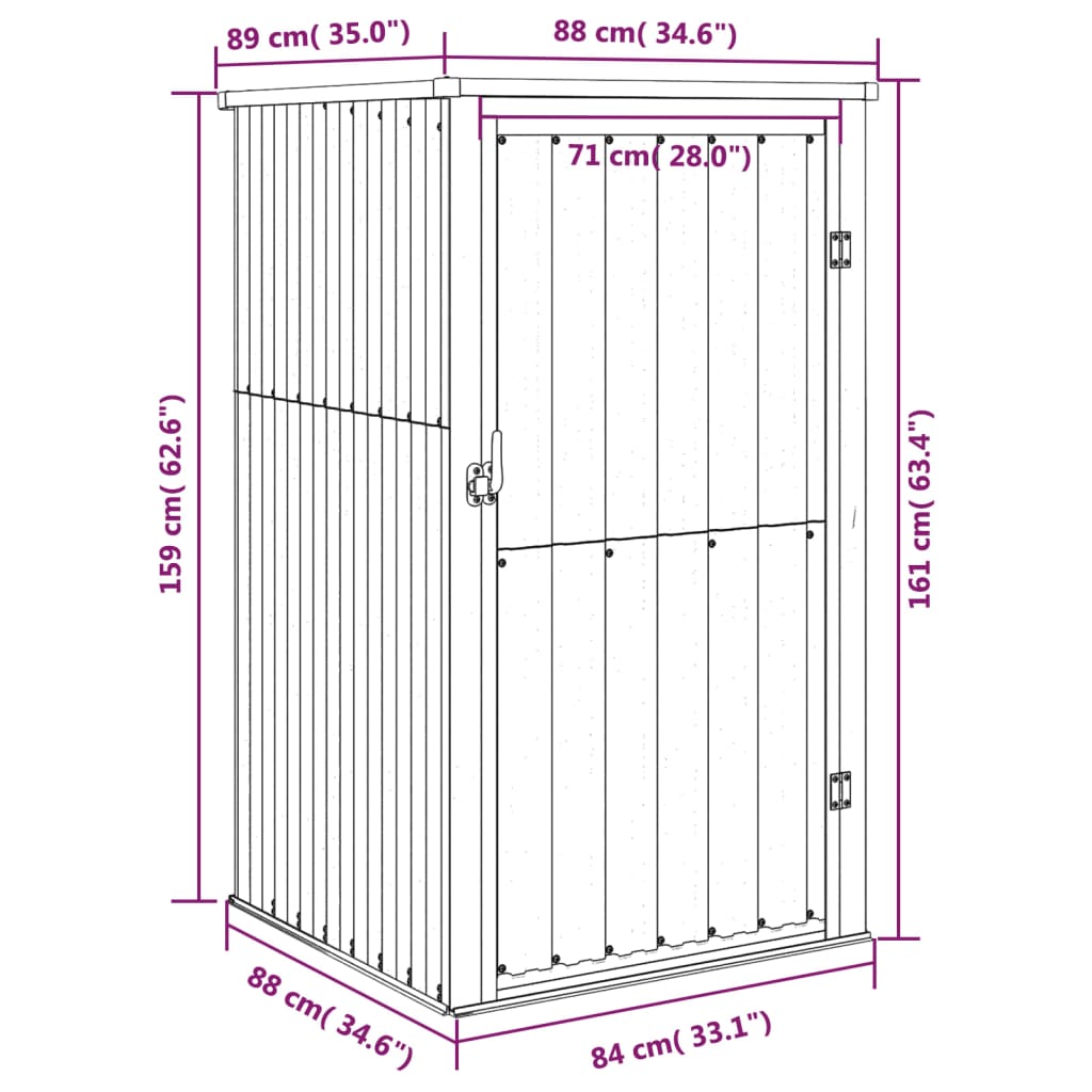 vidaXL Abri à outils de jardin vert 88x89x161 cm acier galvanisé