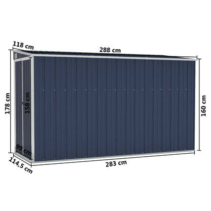 vidaXL Abri de jardin mural Anthracite 118x288x178 cm Acier