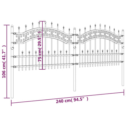 vidaXL Clôture de jardin avec sommet de lance Noir 115 cm