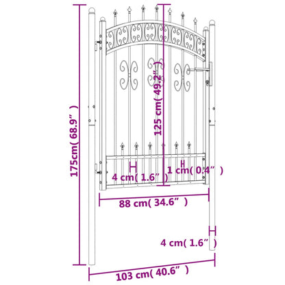 vidaXL Portail et sommet de lance Noir 103x175 cm Acier enduit poudre