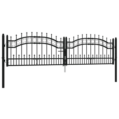 vidaXL Portail et sommet de lance Noir 305x120 cm Acier enduit poudre