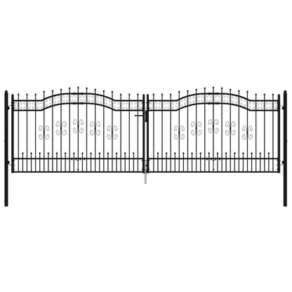 vidaXL Portail et sommet de lance Noir 406x173 cm Acier enduit poudre