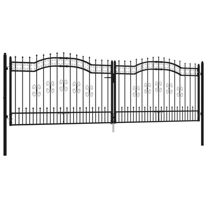 vidaXL Portail et sommet de lance Noir 406x173 cm Acier enduit poudre