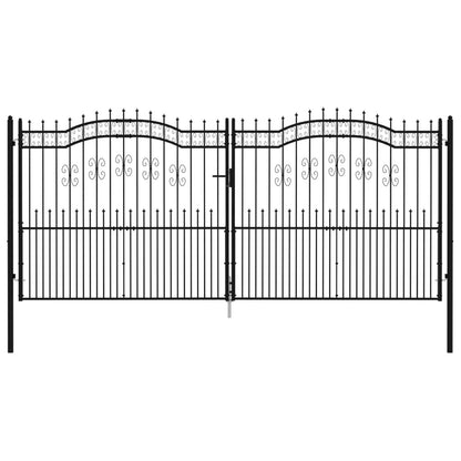 vidaXL Portail et sommet de lance Noir 406x223 cm Acier enduit poudre