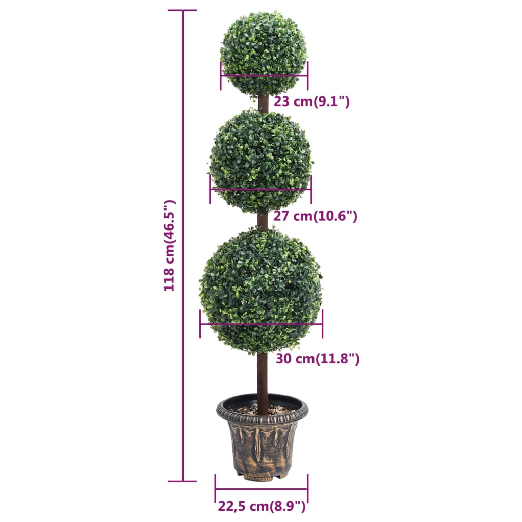 vidaXL Plante de buis artificiel avec pot Forme de boule Vert 118 cm