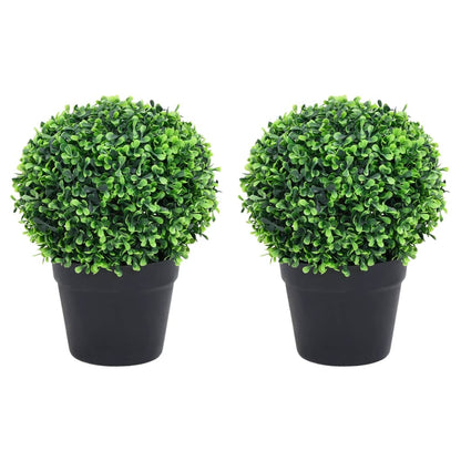 vidaXL Plantes de buis artificiel 2 pcs avec pots Boule Vert 27 cm