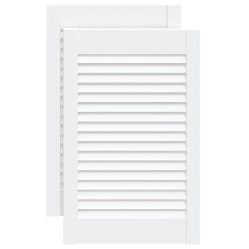vidaXL Portes d'armoire à persiennes 2pcs blanc 61,5x39,4cm pin massif