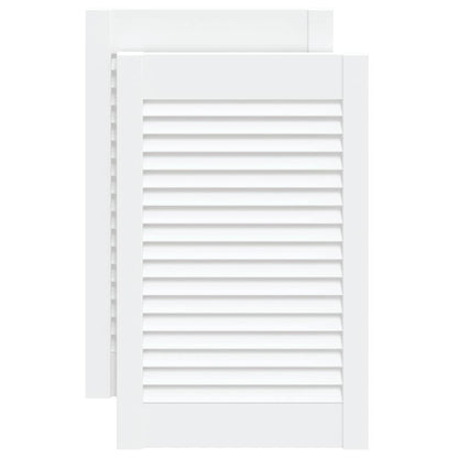 vidaXL Portes d'armoire à persiennes 2pcs blanc 61,5x39,4cm pin massif