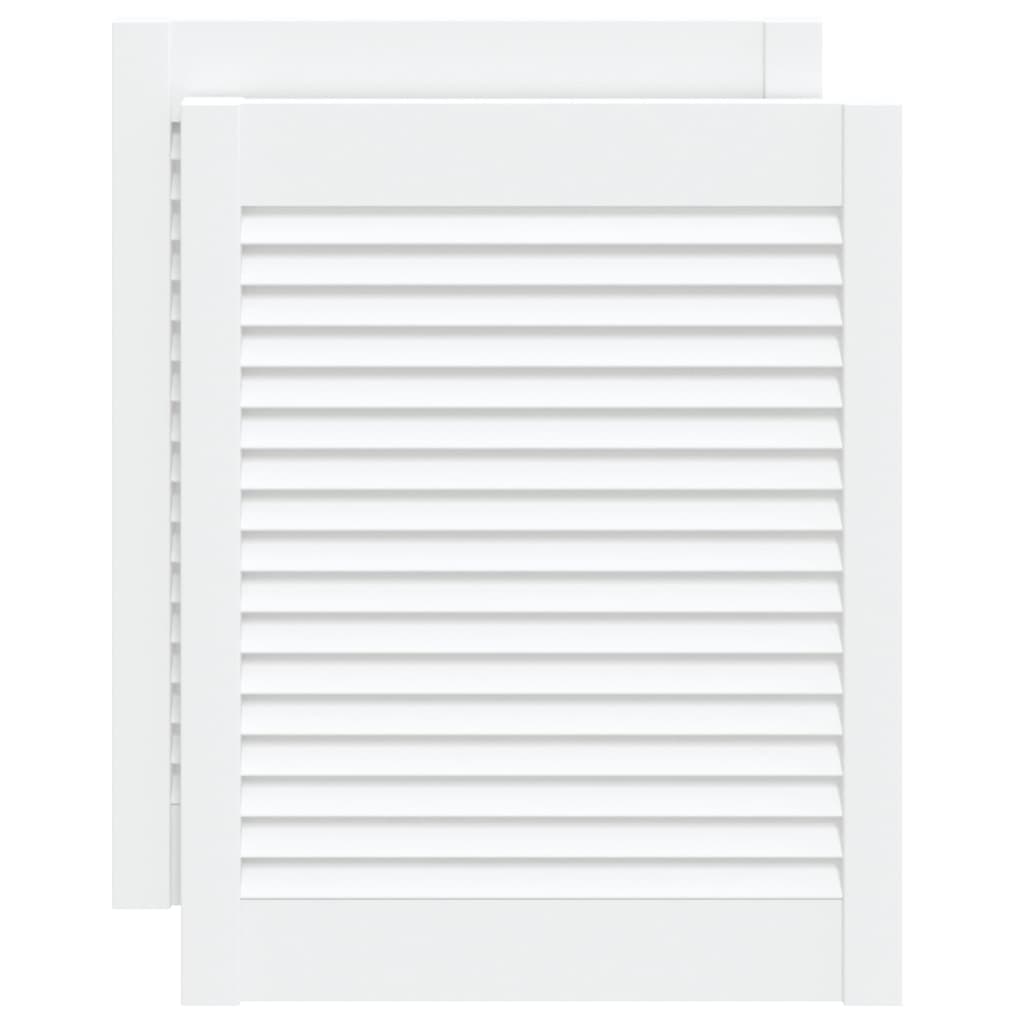 vidaXL Portes d'armoire à persiennes 2pcs blanc 61,5x49,4cm pin massif