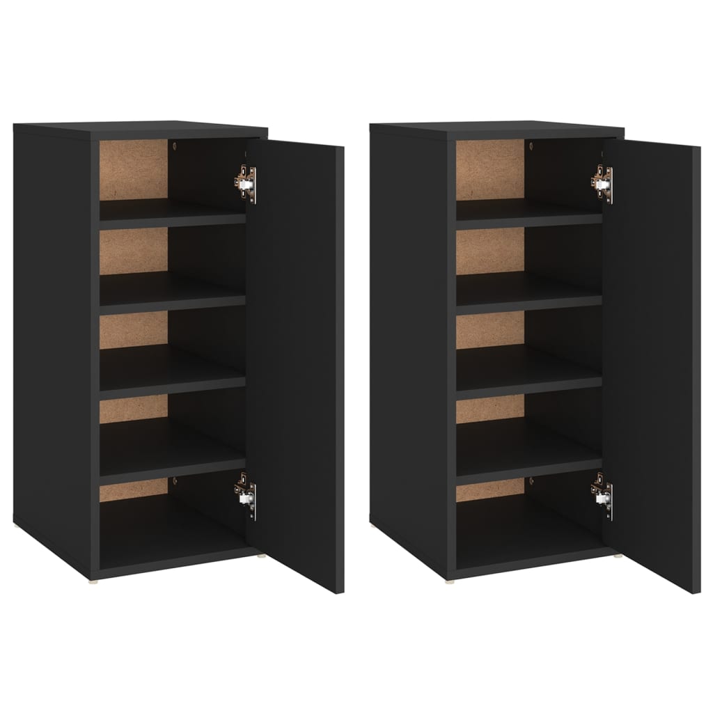 vidaXL Armoires à chaussures 2 pcs Noir 32x35x70 cm Aggloméré
